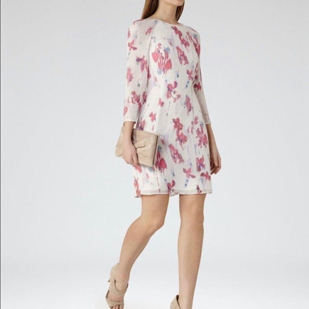 REISS KAMI FLORAL PRINT SILK DRESS SIZE 6